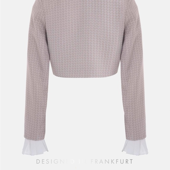 Cropped Tweed Blazer with Blouse Sleeves - Picture 6 of 10